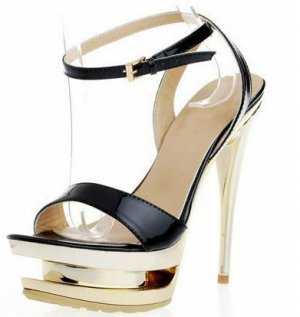 latest sexy black high heels/metal sole and heel pumps