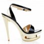 latest sexy black high heels/metal sole and heel pumps