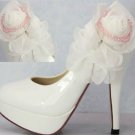popular hot on sale white wedding high heels with beautiful rose