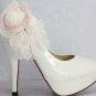 popular hot on sale white wedding high heels with beautiful rose