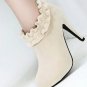 sexy milky ,pleated flower fine leather high heel shoes