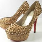 sexy rivets golden high heels/woody bottom pumps