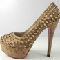 sexy rivets golden high heels/woody bottom pumps
