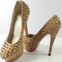 sexy rivets golden high heels/woody bottom pumps