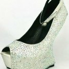 Crystal high heel shoes 2012 Women genuine leather high heel shoes Fashion high heel shoes