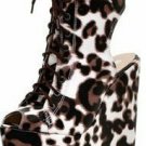 sexy brown leopard wedges lace hole high heels