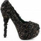 Bronze retro rose petals fashion high heel shoes 2012 high heel shoes Women high heel shoes