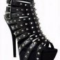 Spike leather high heel platform sandals High quality leather sandals Sex high heel sandal