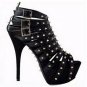 Spike leather high heel platform sandals High quality leather sandals Sex high heel sandal