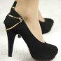 Top design platform women's shoes with metal chaims and diamond