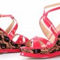 hot on sale red pumps/classic flower bottom wedges