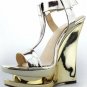 trendy new elegant summer shoes/high platform/golden leather