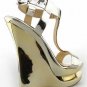 trendy new elegant summer shoes/high platform/golden leather