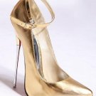 gracy posh golden dress high heel shoes/metal appearance