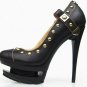 trendy popular spring black shoes/revets high platform pumps