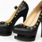 trendy popular spring black shoes/revets high platform pumps
