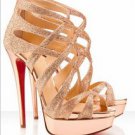 Popular lady shoes summer gold high heels with red sole