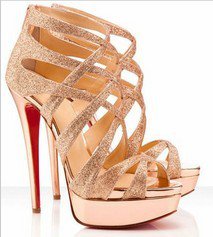 Popular lady shoes summer gold high heels with red sole