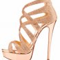 Popular lady shoes summer gold high heels with red sole