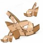 top design wide pink leather banding wedge shoes