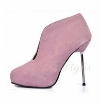 gracy claret leather high heels/red sole and metal heel