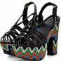 2012unique black leather with exotic colorful bottom pumps/square heel/diamond