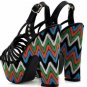 2012unique black leather with exotic colorful bottom pumps/square heel/diamond