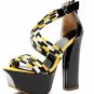hot on sell high platform yellow and black tie high heels
