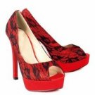 Sexy lady shoes high heel with fabric lace/lace flower