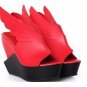 fashion angel wings-like bright red leather wedges/high platform high heels
