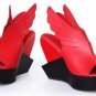fashion angel wings-like bright red leather wedges/high platform high heels