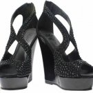 High heel wedge summer dress shoes/ high platform black pump