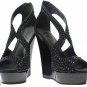 High heel wedge summer dress shoes/ high platform black pump