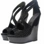 High heel wedge summer dress shoes/ high platform black pump