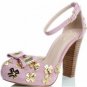 latest design peach pink patent high heels/metal criss-cross flower