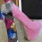 Elegant peach pink fish scale &colorful octopzze back high heels