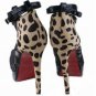 sexy gothic victorian lace fashion high heel peep toe/leopard back/ankle wrapped pumps