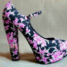 Top design classic flower&sweet country girl& cute ladies high heels