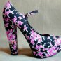Top design classic flower&sweet country girl& cute ladies high heels