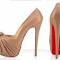 Fashion branded sexy high heel shoes/pleated pink leather/red sole pumps