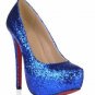 sexy party and dance blue crystal high heel shoes/red sole pumps
