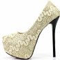2012 popular top design golden lace high heels/red sole pumps