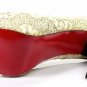 2012 popular top design golden lace high heels/red sole pumps