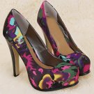 2012 new eye-catching shoes high heel/retro-style flower pumps