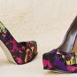 2012 new eye-catching shoes high heel/retro-style flower pumps
