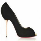 latest hot on sell knight black high heels/red sole/metal heel pumps