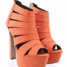 Fashion sexy orange patent barky par high heels/square heel pumps