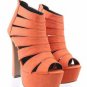 Fashion sexy orange patent barky par high heels/square heel pumps