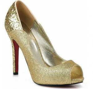 Fashion sequin golden high heel/red sole pumps