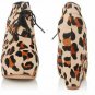 sexy fashion leopard skin point &lace hole high wedge shoes